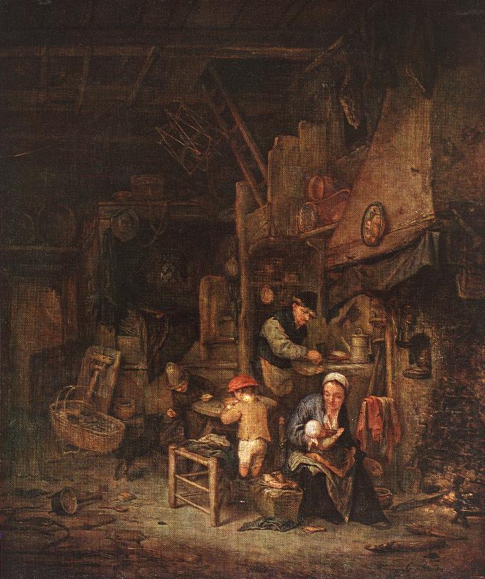 OSTADE, Adriaen Jansz. van Interior with a Peasant Family sg